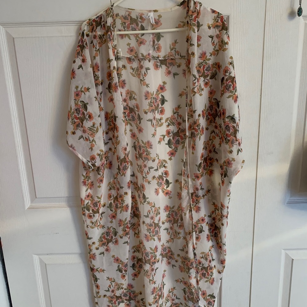 Floral kimono and green dress